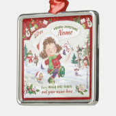 Kerstmis, kleine meisjes, kerstbrief, metalen ornament (Links)