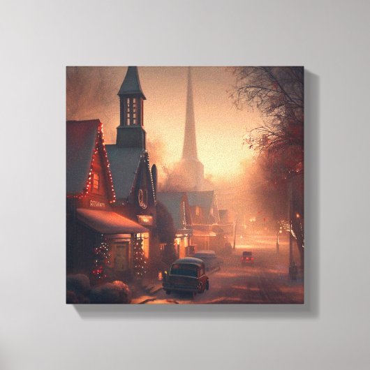Kerstmis Kleine Stad 4 Canvas Afdruk (Voorkant)