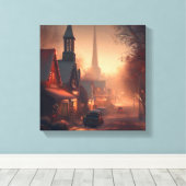 Kerstmis Kleine Stad 4 Canvas Afdruk (Insitu (Houten vloer))
