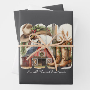Kerstmis Kleine Stad Retro Western Cowgirl Laarzen Inpakpapier Vel