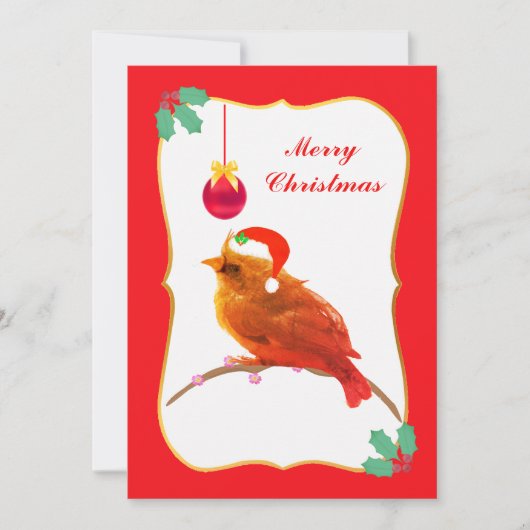 Kerstmis Kleine Vogel Plat Kerstkaart (Voorkant)