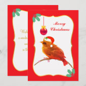 Kerstmis Kleine Vogel Plat Kerstkaart (Voorkant / Achterkant)