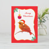 Kerstmis Kleine Vogel Plat Kerstkaart (Staand voorkant)