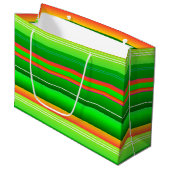 Kerstmis kleur creatief groen rood gestreept groot cadeauzakje (Voorkant Gekanteld)