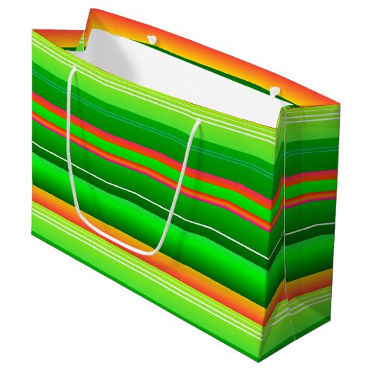 Kerstmis kleur creatief groen rood gestreept groot cadeauzakje (Voorkant Gekanteld)