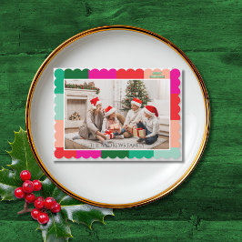 Kerstmis Kleurblok Foto Vakantiebord Feestdagenkaart