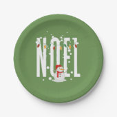 Kerstmis kleurig noel citaat Snowman Modern Papieren Bordje (Voorkant)