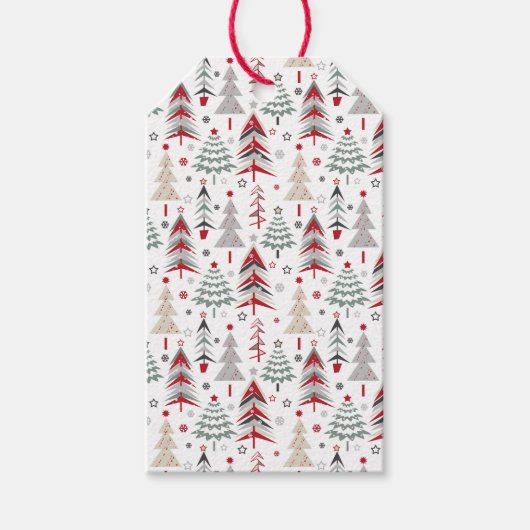 Kerstmis, kleurrijk, kerstboom, rood, groen cadeaulabel (Voorkant)