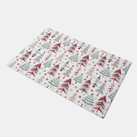 Kerstmis, kleurrijk, kerstboom, rood, groen deurmat (Schuin)