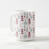 Kerstmis, kleurrijk, kerstboom, rood, groen koffiemok (Voorkant links)