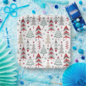 Kerstmis, kleurrijk, kerstboom, rood, groen papieren bordje (Feest)