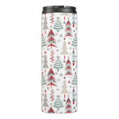 Kerstmis, kleurrijk, kerstboom, rood, groen thermosbeker (Achterkant)