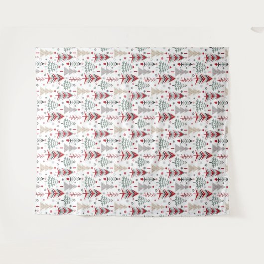 Kerstmis, kleurrijk, kerstboom, rood, groen wandkleed (Voorkant (horizontaal))