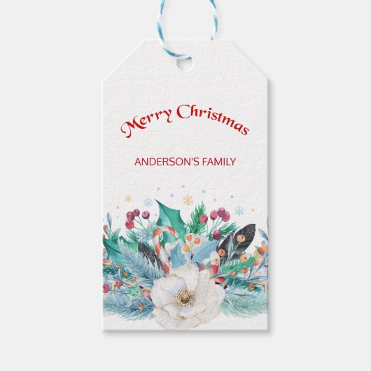 Kerstmis kleurrijke decoratie cadeaulabel (Voorkant)