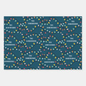 Kerstmis, kleurrijke leuke moderne blauwe feestdag inpakpapier vel (Voorkant 3)