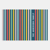 Kerstmis, kleurrijke leuke moderne blauwe feestdag inpakpapier vel (Voorkant 2)