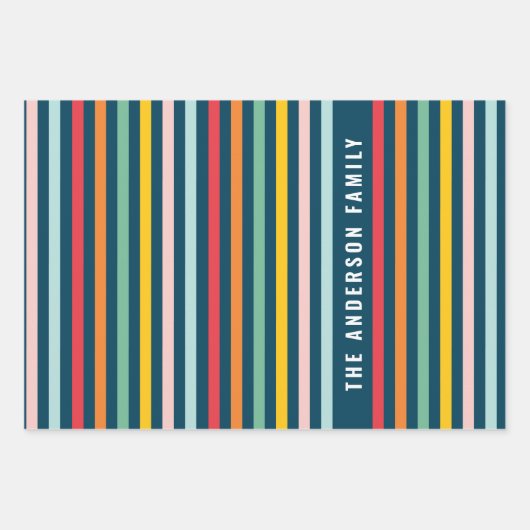 Kerstmis, kleurrijke leuke moderne blauwe feestdag inpakpapier vel (Voorkant 2)