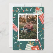 Kerstmis Kleurrijke Lichte Familie Foto Vakantie Feestdagenkaart (Voorkant)