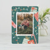 Kerstmis Kleurrijke Lichte Familie Foto Vakantie Feestdagenkaart (Staand voorkant)