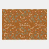 Kerstmis Kleurrijke Minimale Botanische Bloemen Xm Inpakpapier Vel (Voorkant 3)