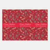 Kerstmis Kleurrijke Minimale Botanische Bloemen Xm Inpakpapier Vel (Voorkant 2)
