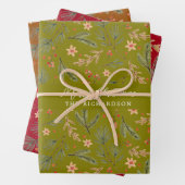 Kerstmis Kleurrijke Minimale Botanische Bloemen Xm Inpakpapier Vel (In situ)