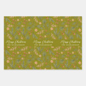 Kerstmis Kleurrijke Minimale Botanische Bloemen Xm Inpakpapier Vel (Voorkant)