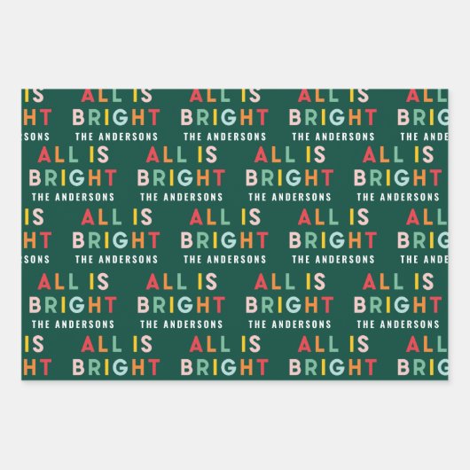 Kerstmis, kleurrijke, moderne groene feestdag inpakpapier vel (Voorkant)