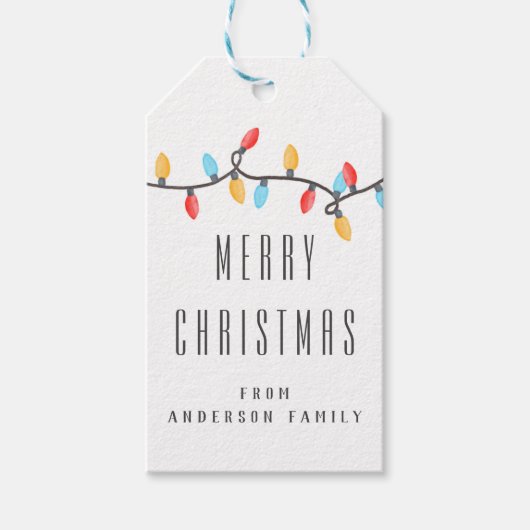 Kerstmis kleurrijke Vakantie Kerstmis licht Cadeaulabel (Voorkant)