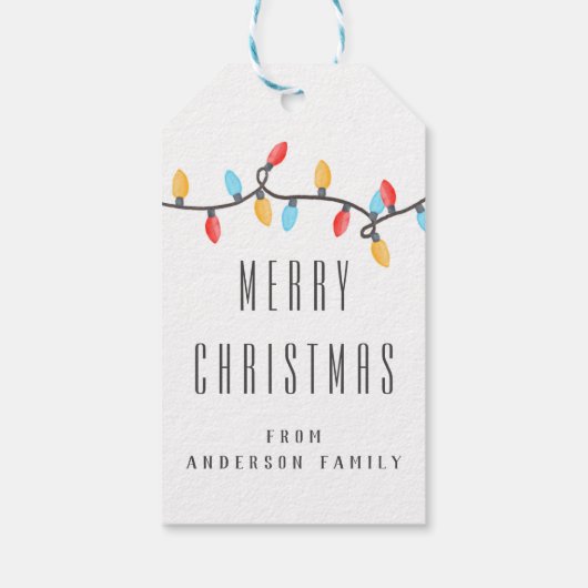 Kerstmis kleurrijke Vakantie Kerstmis licht Cadeaulabel (Achterkant)