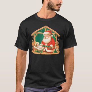 Kerstmis Knieling Sinterklaas Met Baby Jesus T-shirt