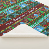 Kerstmis: Knit Snowmen Reindeer | Familienaam Sherpa Deken (3/4)