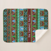 Kerstmis: Knit Snowmen Reindeer | Familienaam Sherpa Deken (Voorkant (horizontaal))