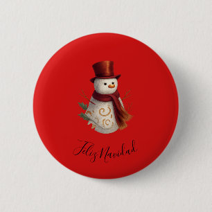 Kerstmis Knop - Feliz Navidad Ronde Button 5,7 Cm