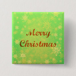 Kerstmis Knop - Festieve Groene Achtergrond Vierkante Button 5,1 Cm