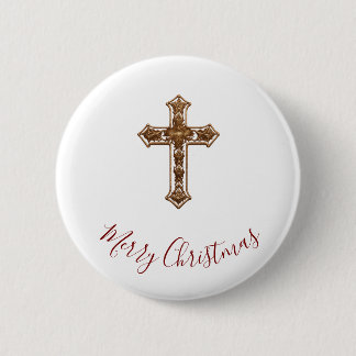 Kerstmis Knop - Kruis Ronde Button 5,7 Cm