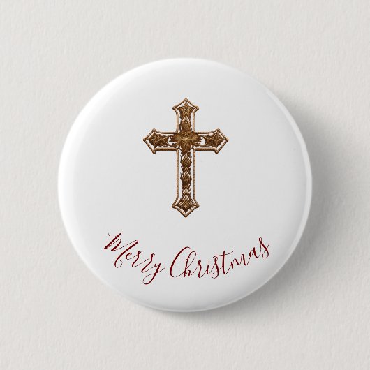 Kerstmis Knop - Kruis Ronde Button 5,7 Cm (Voorkant)