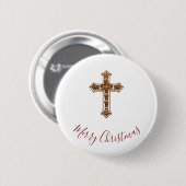 Kerstmis Knop - Kruis Ronde Button 5,7 Cm (Voorkant /achterkant)
