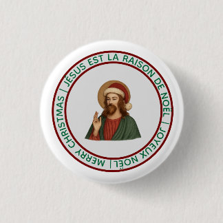 Kerstmis Knop - Prettig Kerstfeest Jezus Reden Ronde Button 3,2 Cm