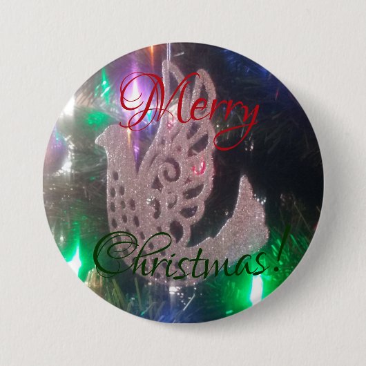 Kerstmis Knop Ronde Button 7,6 Cm (Voorkant)