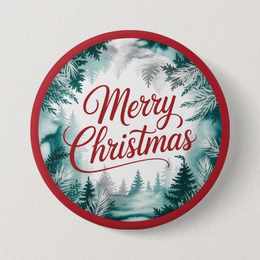 Kerstmis Knop Ronde Button 7,6 Cm (Voorkant)