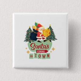 Kerstmis Knop Vierkante Button 5,1 Cm