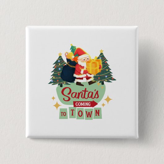 Kerstmis Knop Vierkante Button 5,1 Cm (Voorkant)