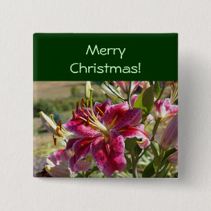 Kerstmis Knoppen Retail Business Lily Vierkante Button 5,1 Cm
