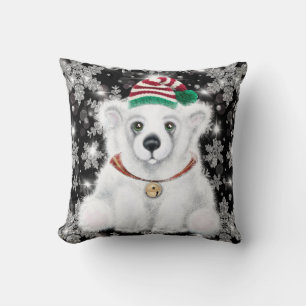 Kerstmis knuffel ijsbeer welp, Kerstman beer welp Kussen