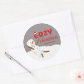 Kerstmis Knuffel Sneeuwman Ronde Sticker (Envelop)
