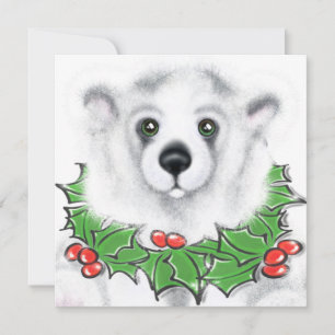 Kerstmis knuffelbare ijsbeerwelp, Kerstman beerwel Kaart