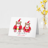 Kerstmis knuffelbeer mama en papa kaart (Gele Bloem)