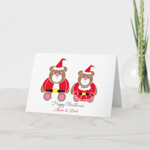 Kerstmis knuffelbeer voor mama en papa kaart