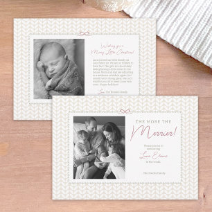 Kerstmis Knus 5x7" Foto Geboorte Aankondigingskaar Feestdagenkaart